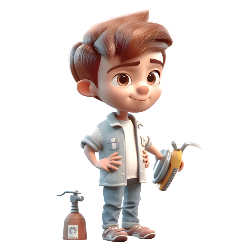 Brave 3d Boy with Cape PNG Transparent Background