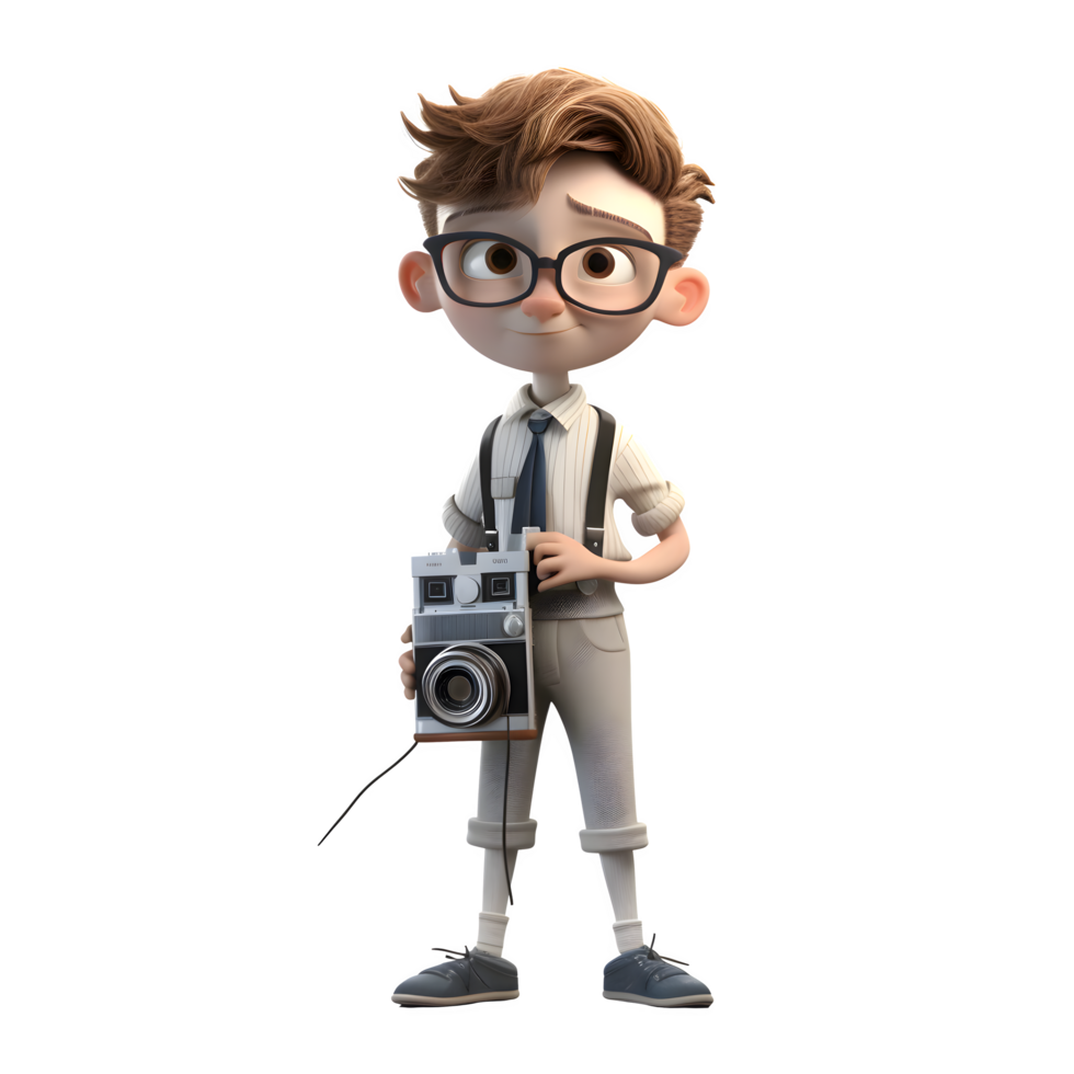 Persistent 3D Student boy with dedication on white background PNG Transparent Background