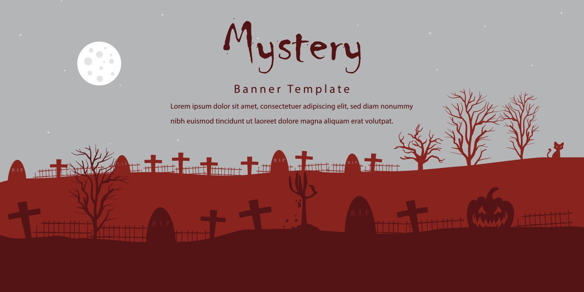 mystery or horror banner template design vector