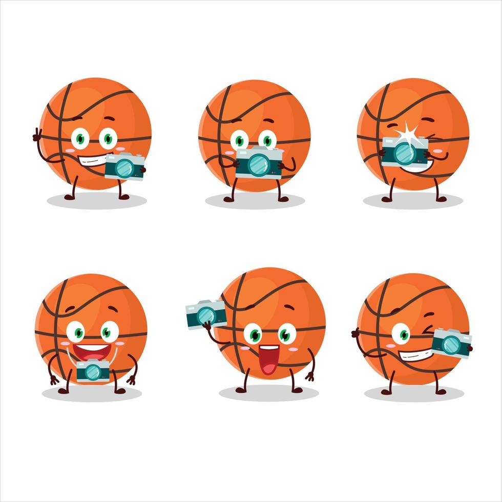 Photographer profession emoticon with basket ball cartoon character vector