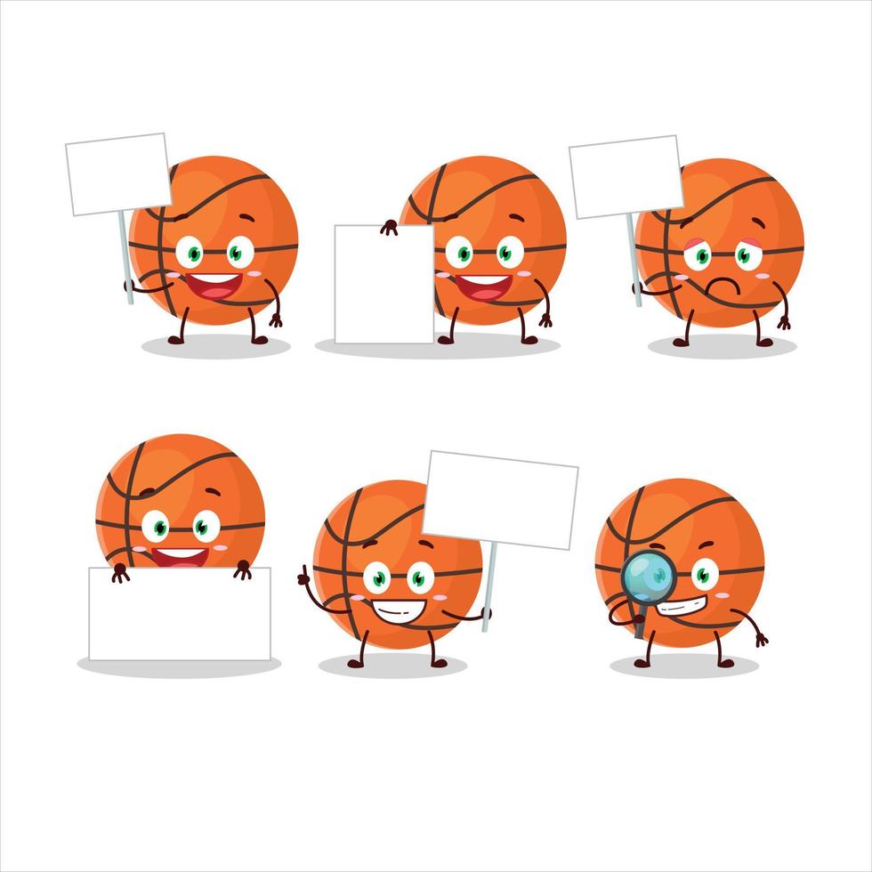 Basket ball cartoon character bring information board vector