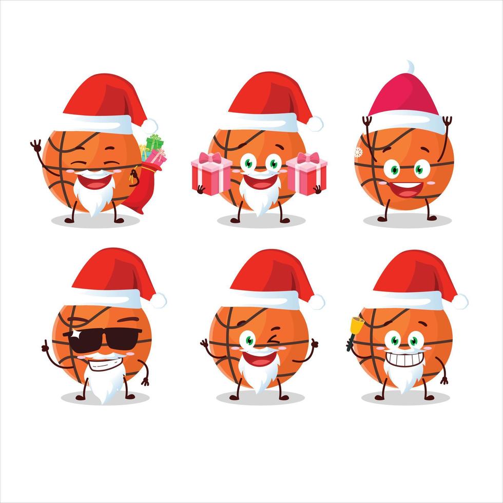 Papa Noel claus emoticones con cesta pelota dibujos animados personaje vector