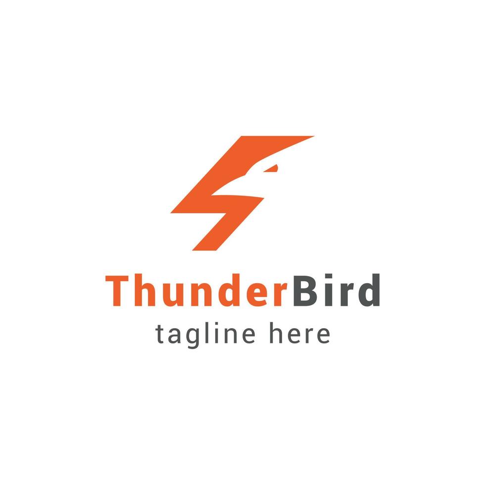 thunder bird or lightning logo design vector