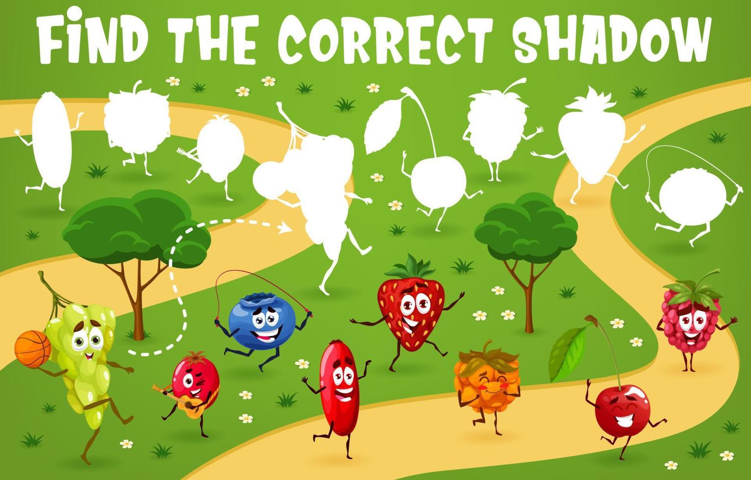 Find the correct shadow game with berry characters vector