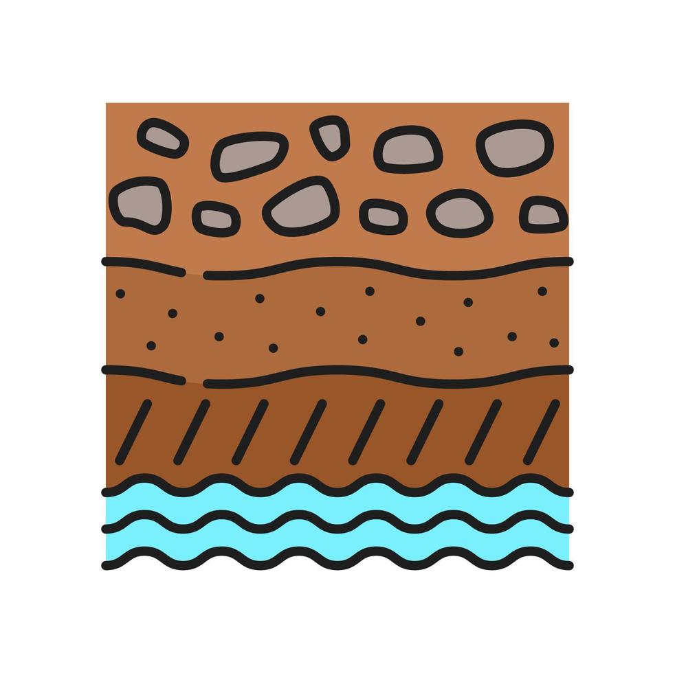 Soil, groundwater level agronomy color line icon vector