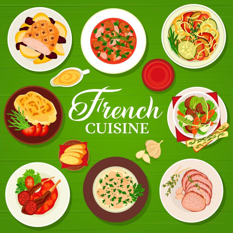 francés cocina restaurante comida menú vector cubrir