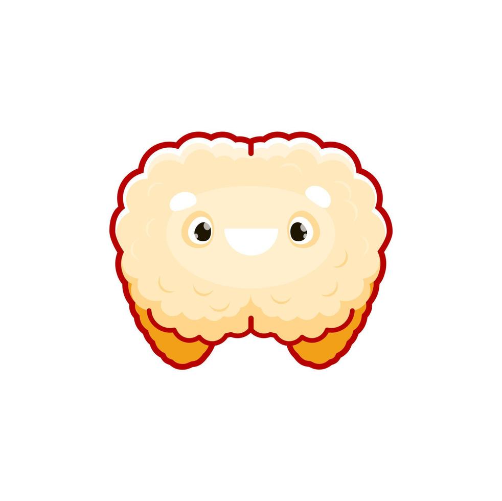 Cartoon brain human body organ character, cranium vector