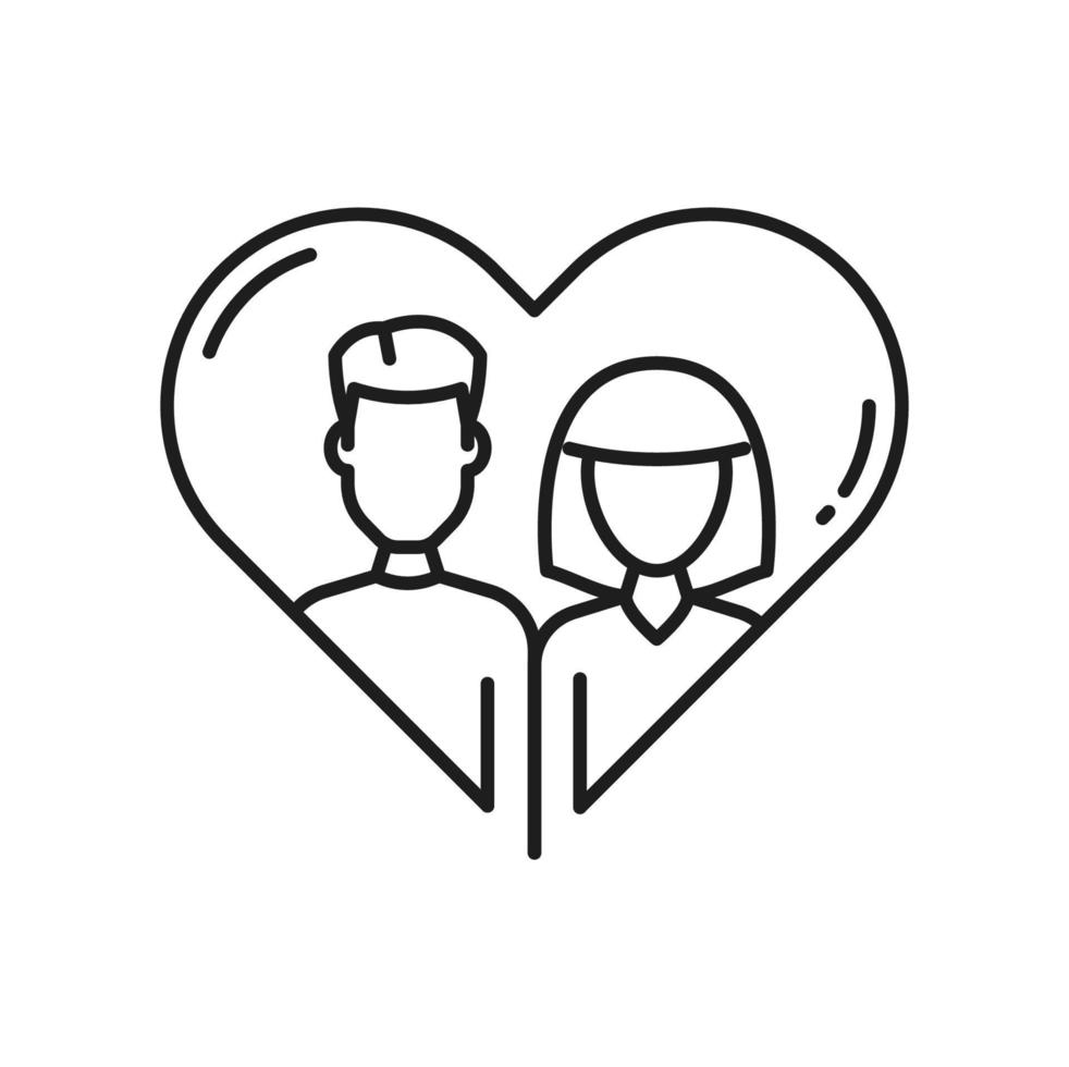 Couple in love, help and support, people in heart vector