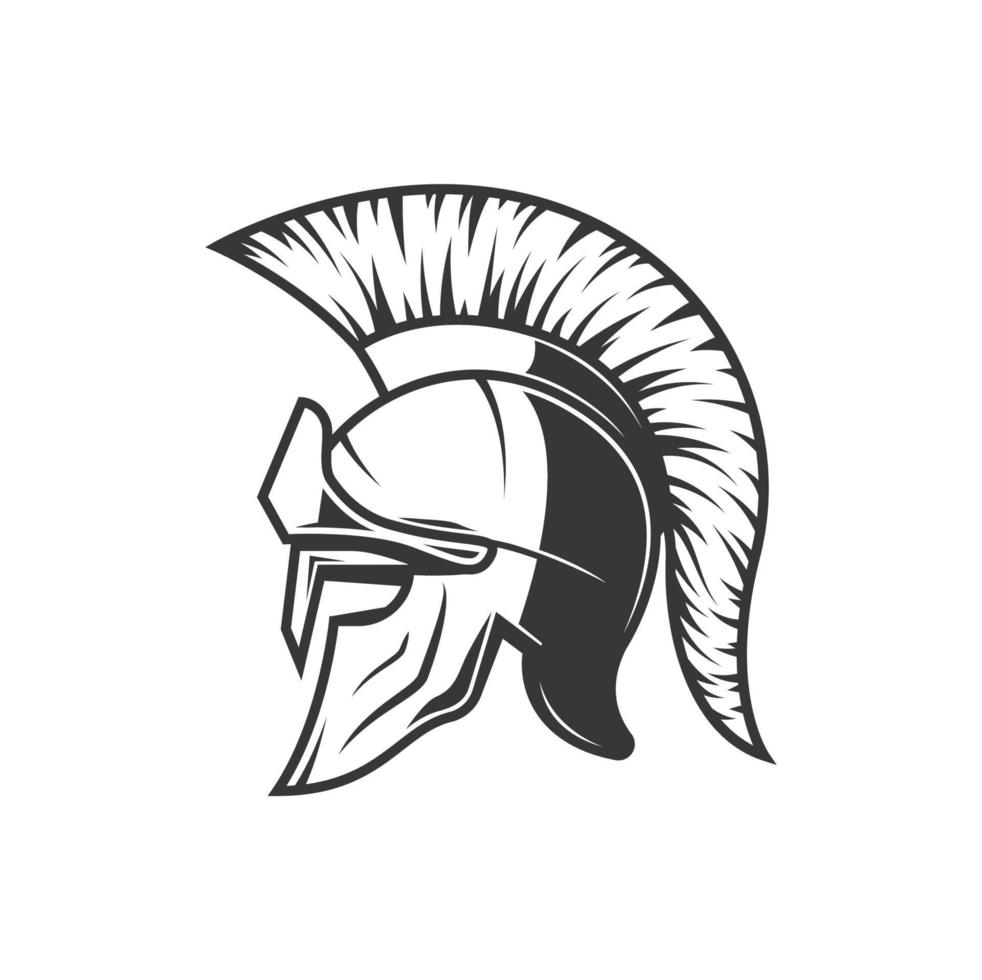 Spartan helmet, warrior gladiator or Roman soldier vector