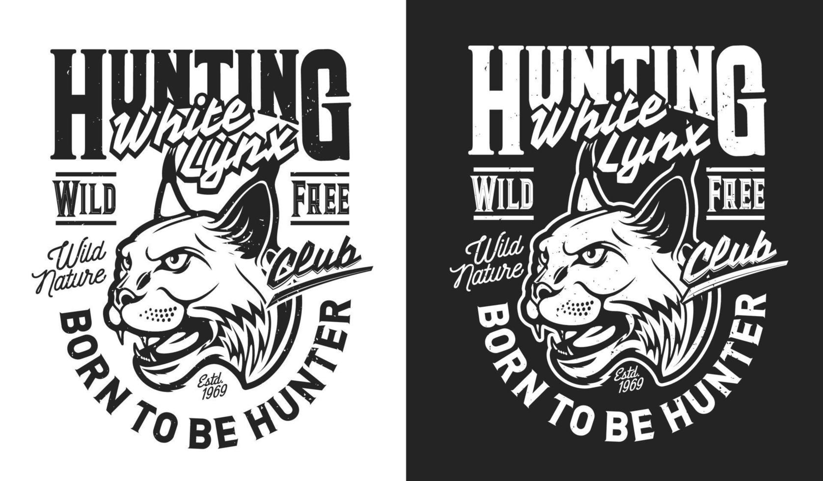 American lynx mascot, hunting club t-shirt print vector