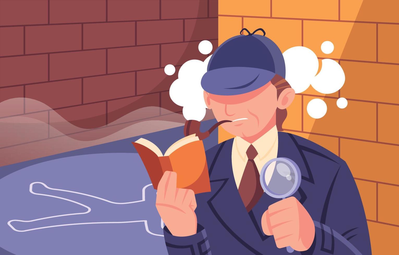 Smoking Detective Investigating vector