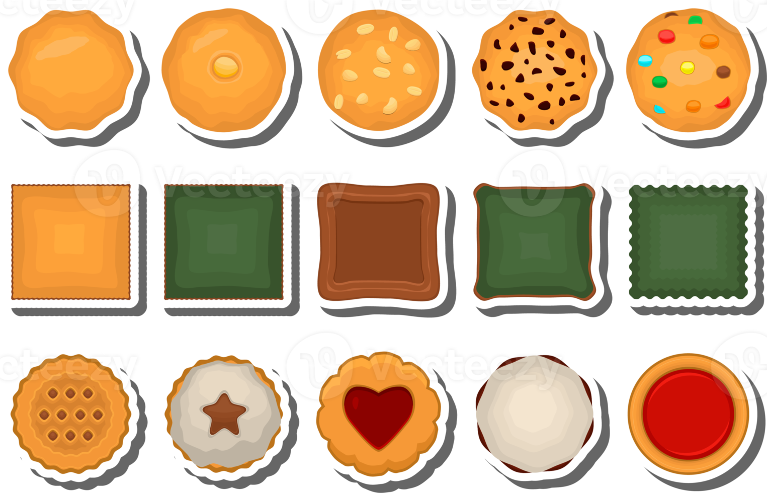gran juego de galletas caseras de diferentes sabores en galletas de pastelería png