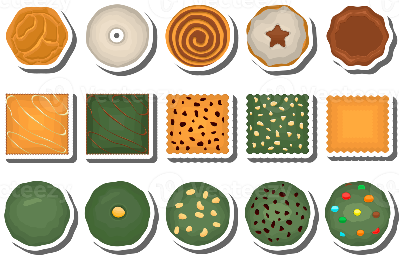 Big set homemade cookie different taste in pastry biscuit png