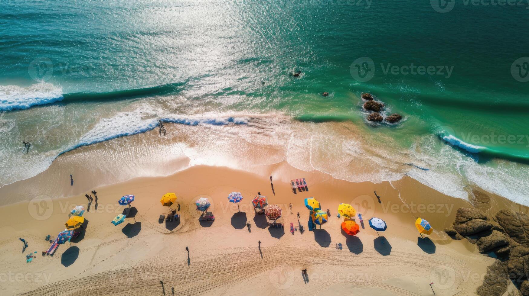 zumbido disparo. aéreo fotografía. este costa blanco arena playa aéreo fotografía. generativo ai. foto