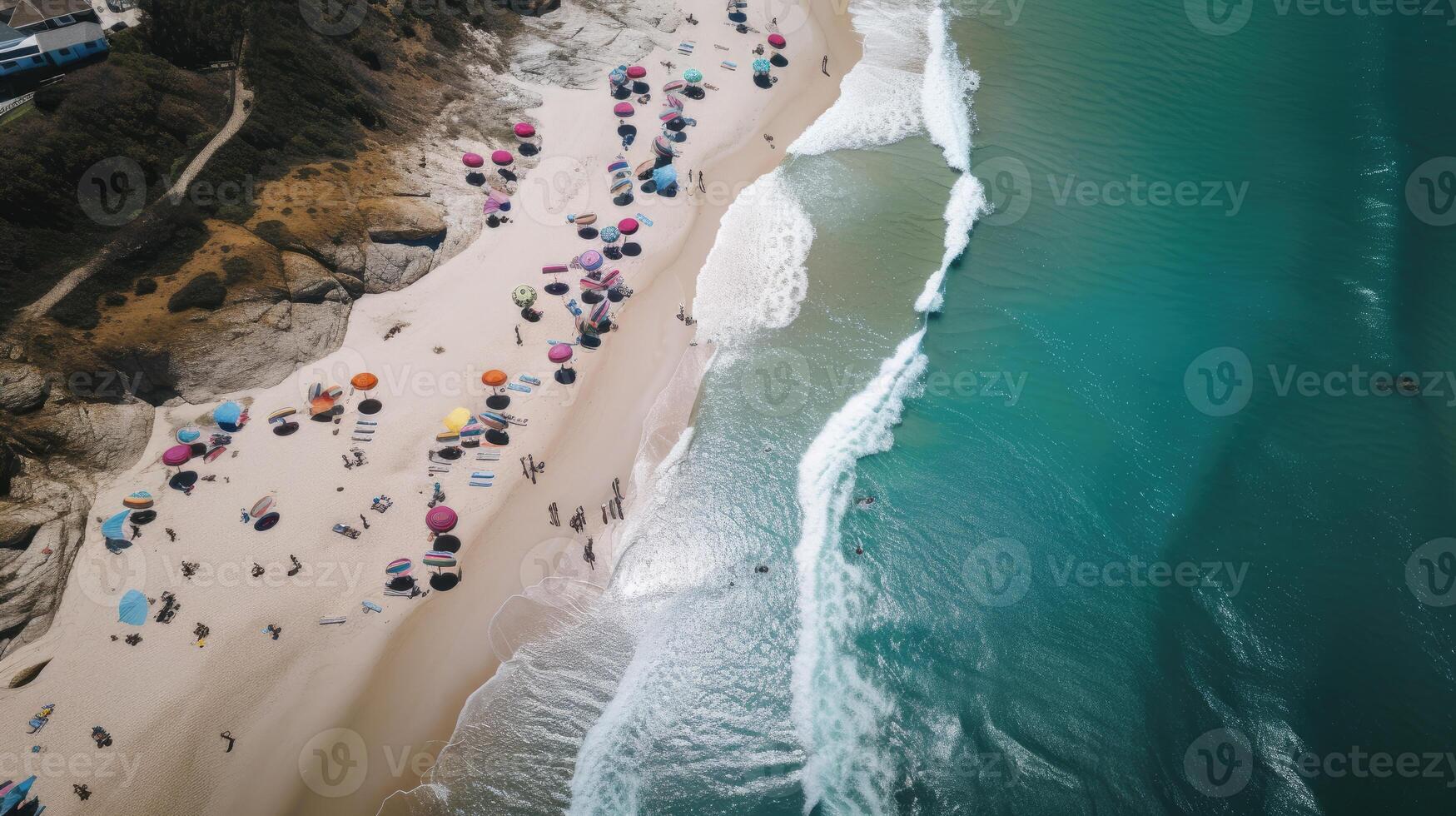 Drone shot. Aerial photography. East coast white sand beach aerial photography. . photo