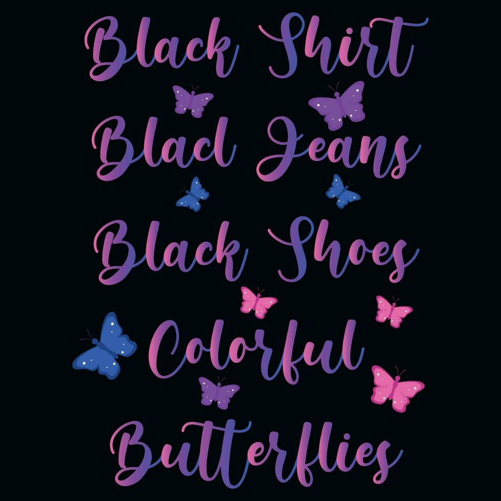 Butterflies typography tshirt design vector