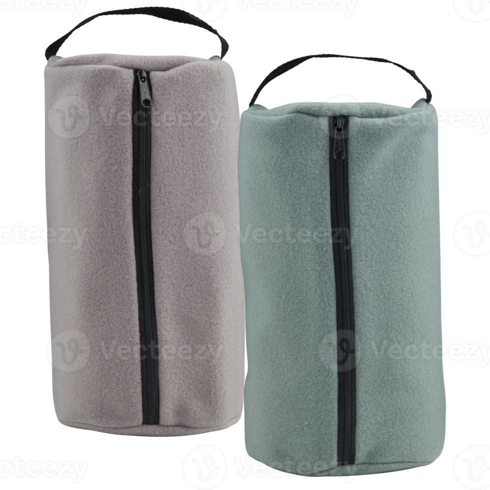 Fabric bag with front zip handle with cut out isolated on background transparent png