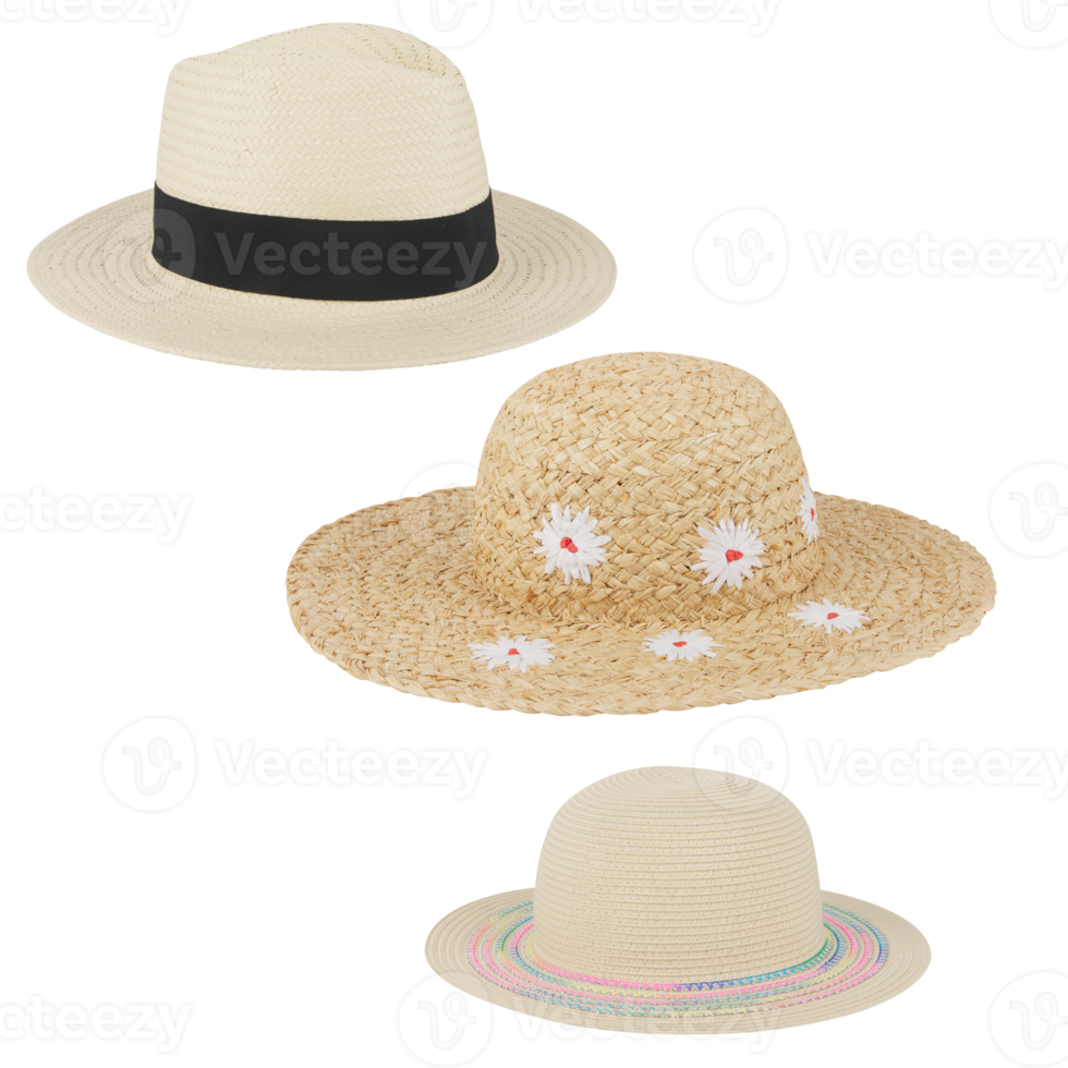 Bucket hats with brim to protect against the sun with cut out isolated on background transparent png