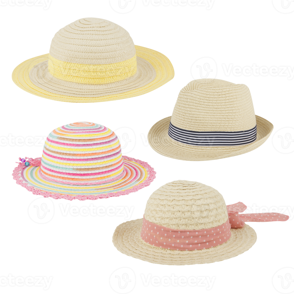 Bucket hats with brim to protect against the sun with cut out isolated on background transparent png