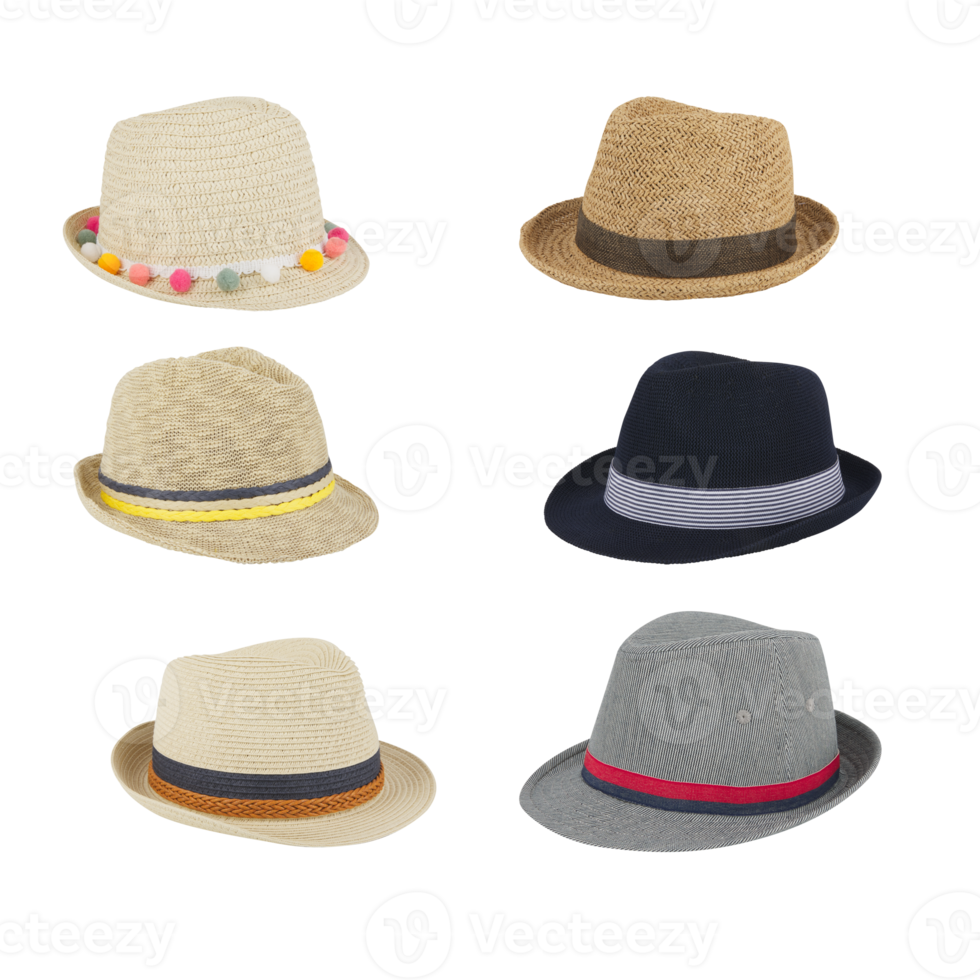 Bucket hats with brim to protect against the sun with cut out isolated on background transparent png