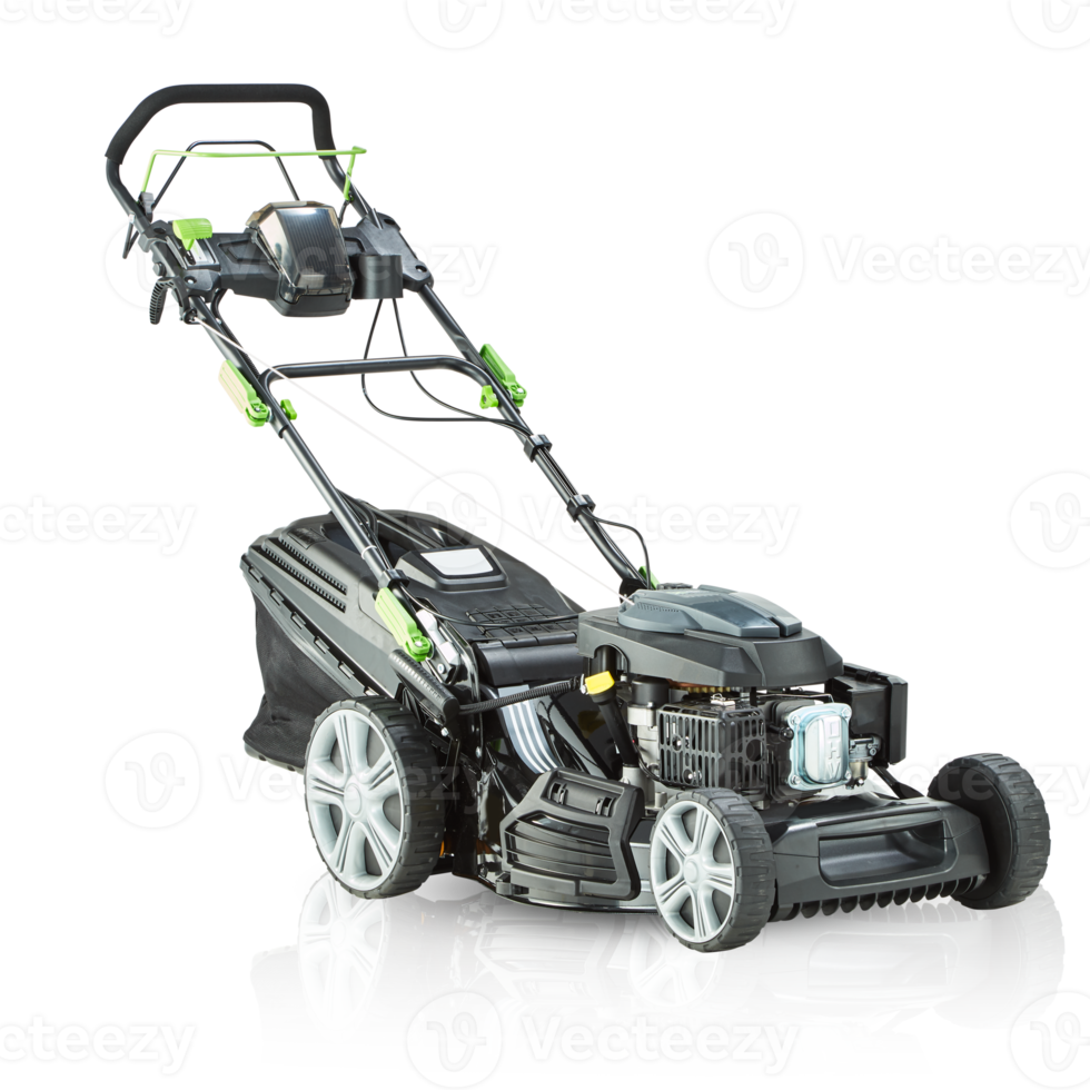 walking lawn mower with cut out isolated on background transparent png