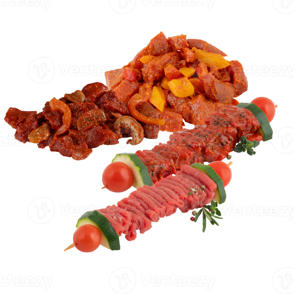 BBQ Beef Skewerswith cut out isolated on background transparent png