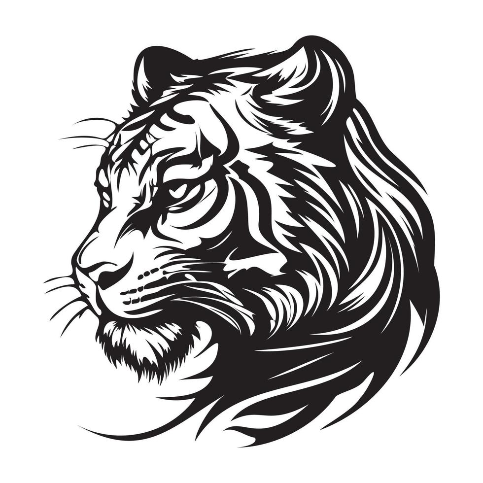 Tiger Face, Silhouettes Tiger Face SVG, black and white Tiger vector