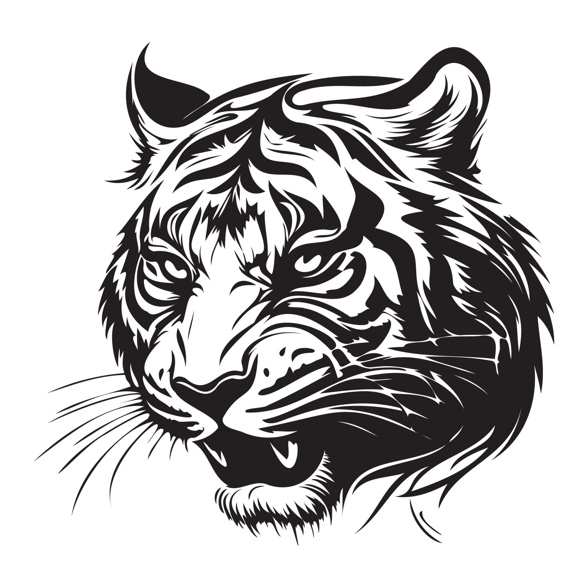 Tiger Face Silhouettes Tiger Face Svg Black And White Tiger Vector