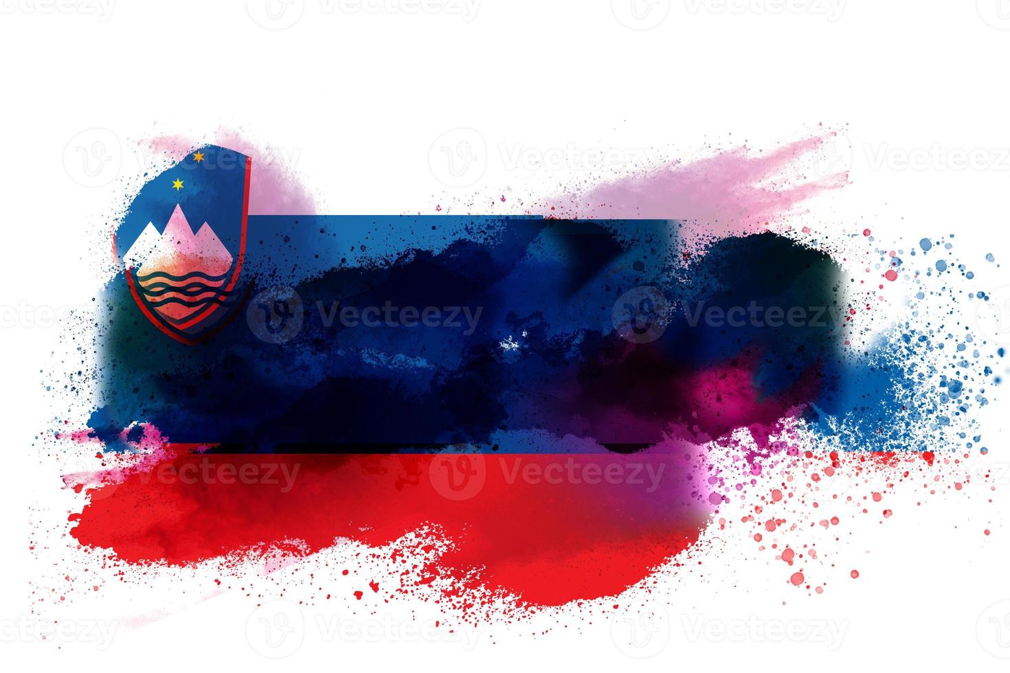 Slovenia Watercolor Painted Flag photo