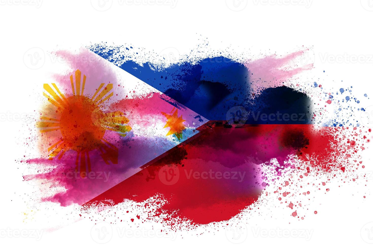 Philippines Watercolor Painted Flag photo