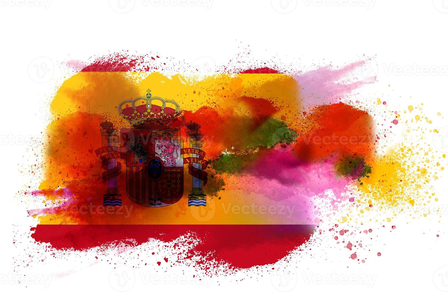 Spain Watercolor Painted Flag photo