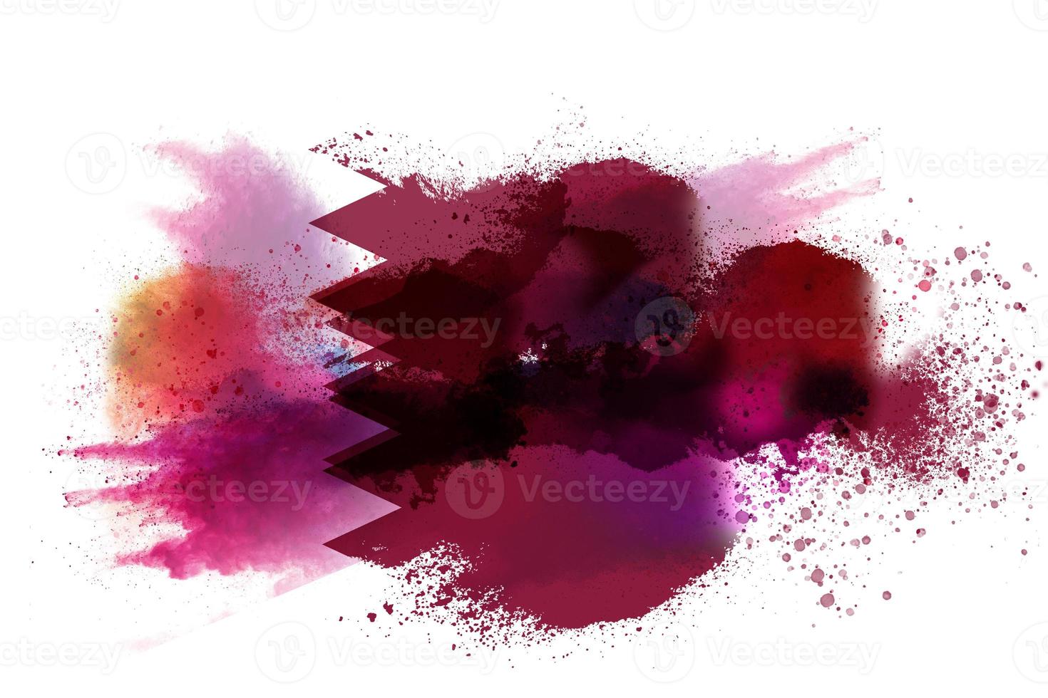 Qatar Watercolor Painted Flag photo