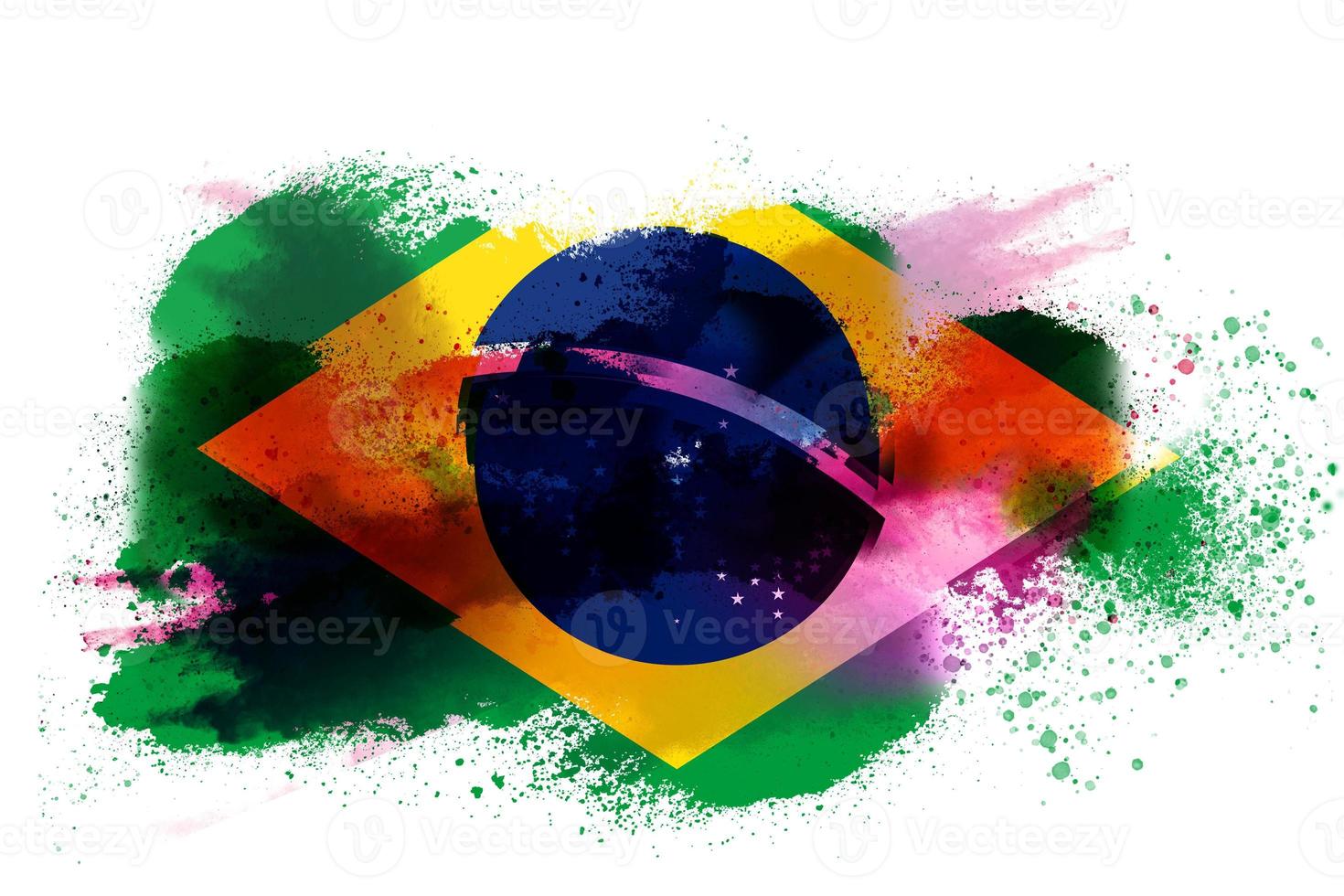 Brazil Watercolor Painted Flag photo