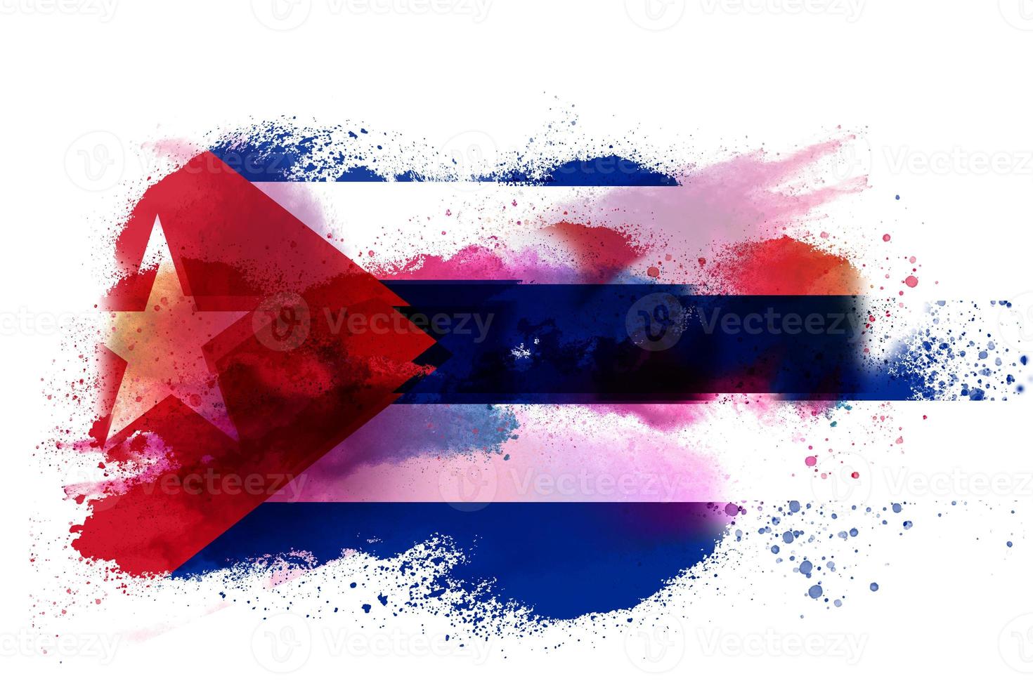 Cuba Watercolor Painted Flag photo