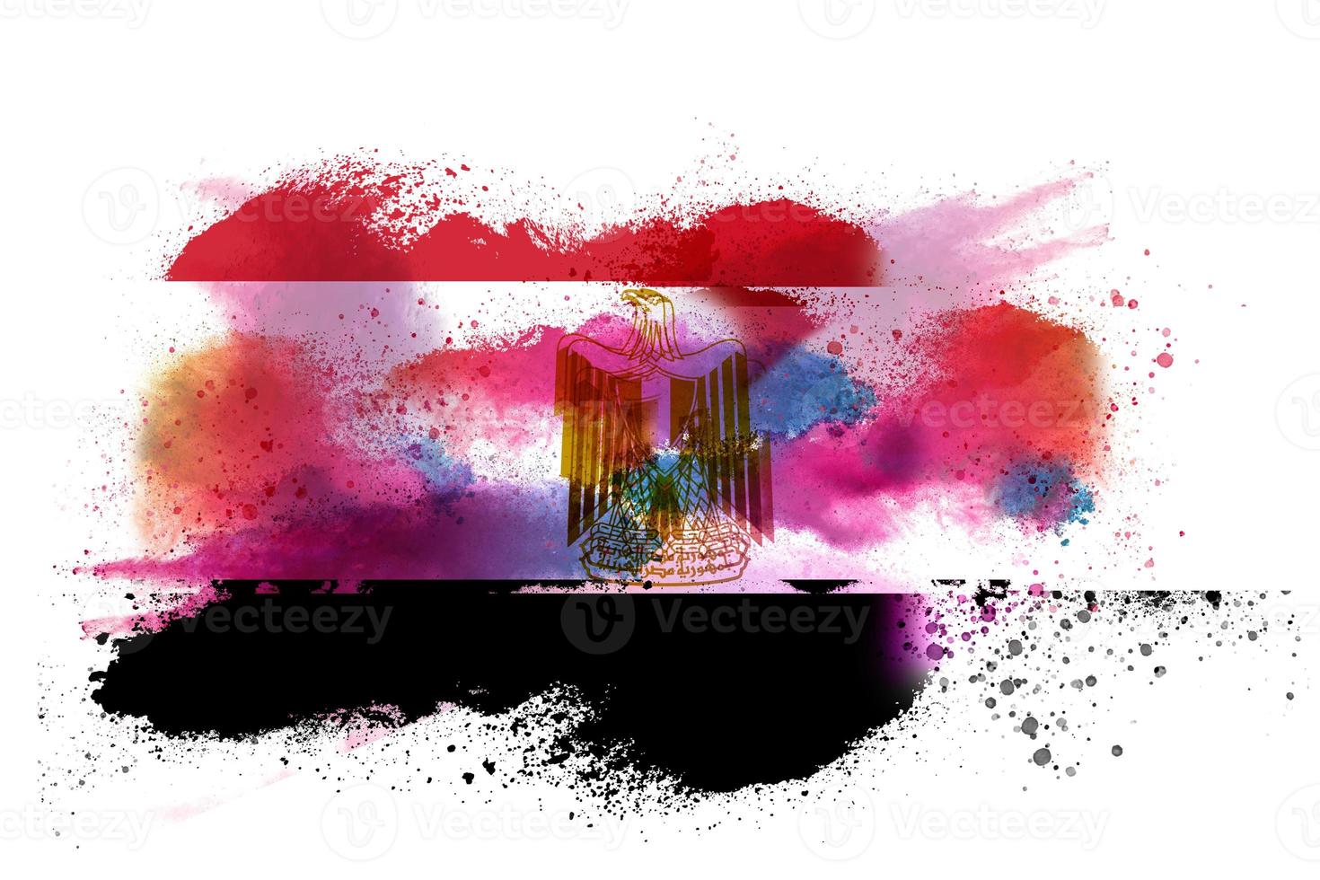 Egypt Watercolor Painted Flag photo