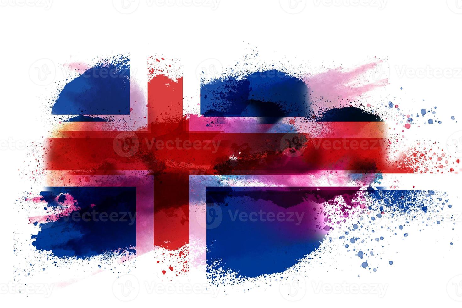 Iceland Watercolor Painted Flag photo