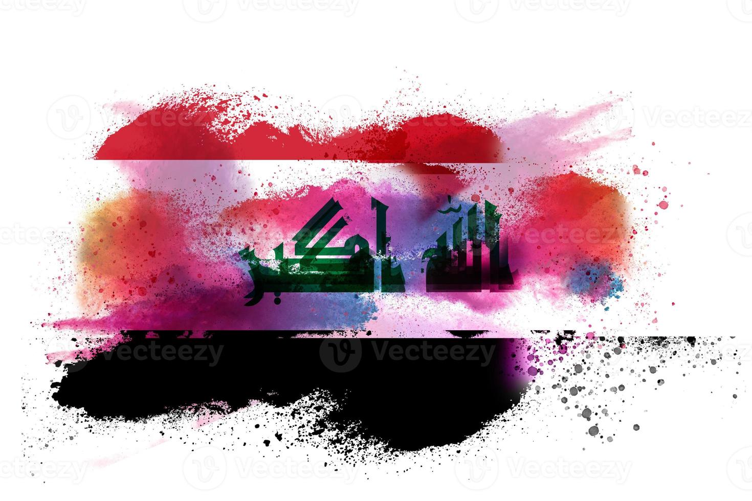 Iraq Watercolor Painted Flag photo