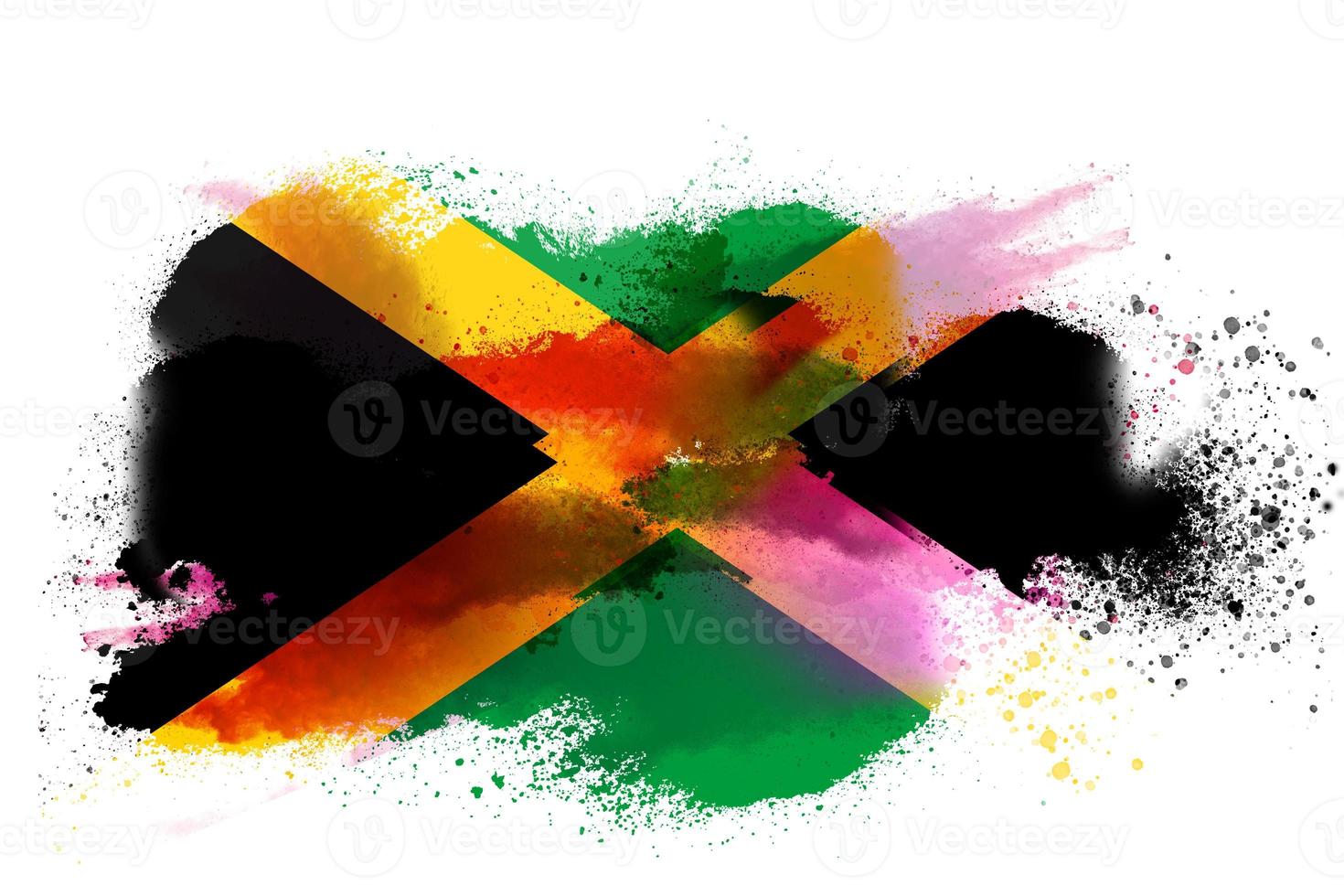 Jamaica Watercolor Painted Flag photo