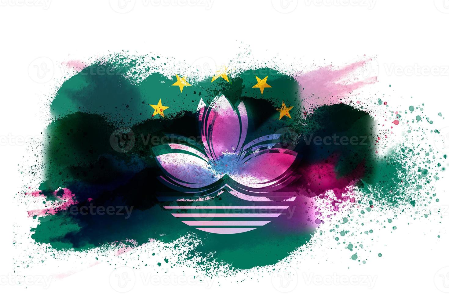 Macau Watercolor Painted Flag photo