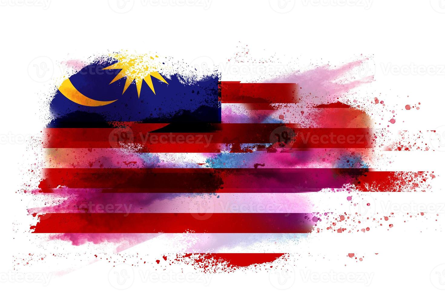 Malaysia Watercolor Painted Flag photo