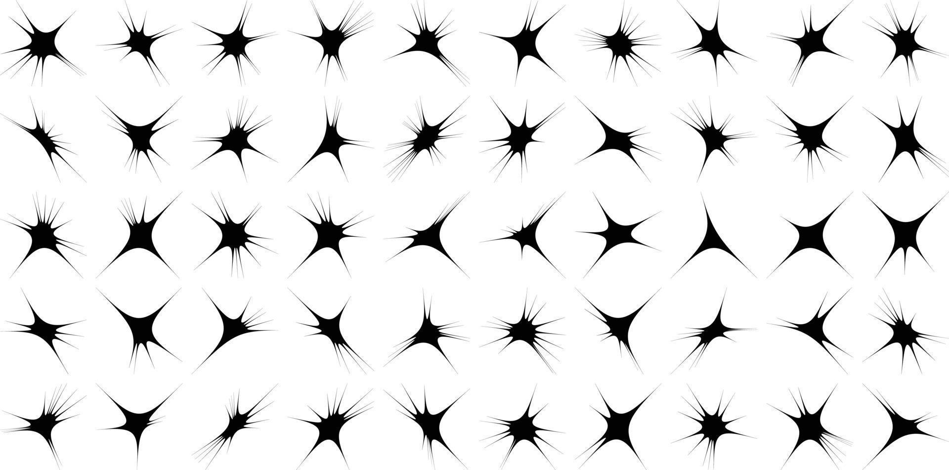 Abstract Hand drwan sparkles shape and fire flakes shape Set 50 vector