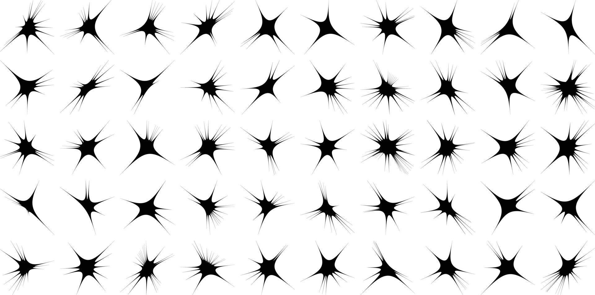 Abstract Hand drwan sparkles shape and fire flakes shape Set 50 vector