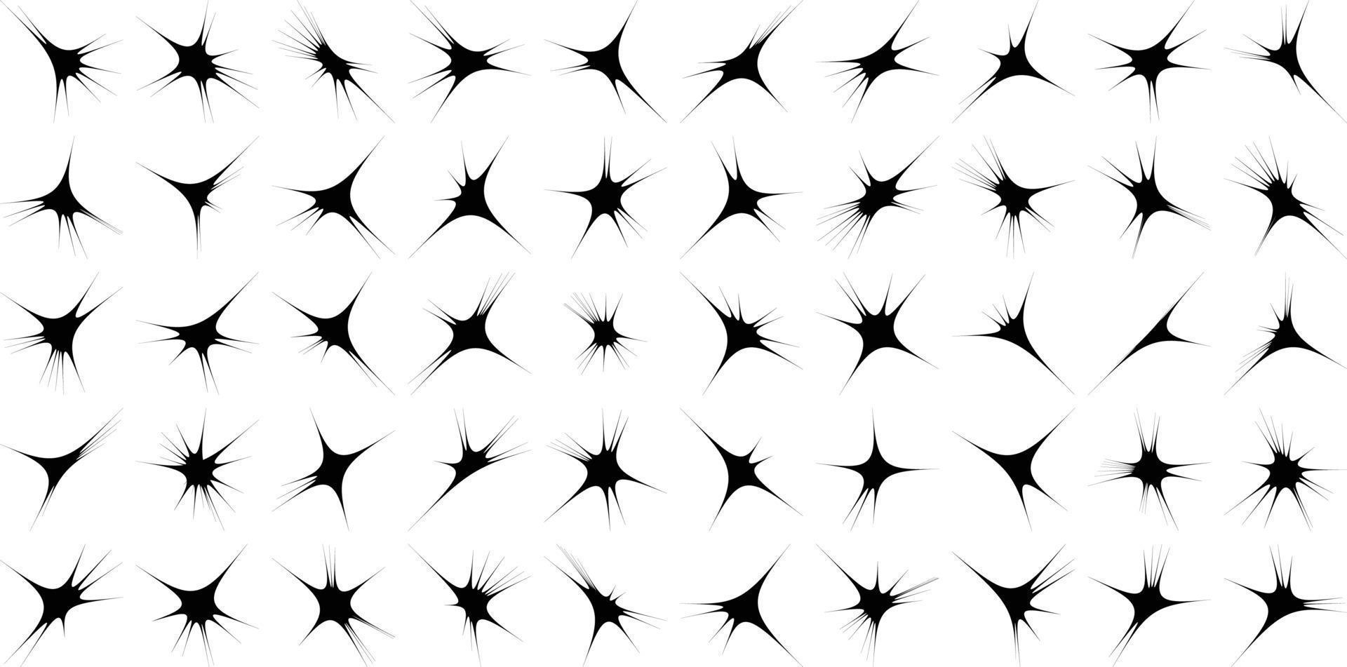 Abstract Hand drwan sparkles shape and fire flakes shape Set 50 vector