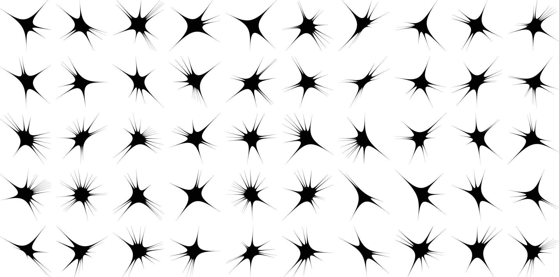 Abstract Hand drwan sparkles shape and fire flakes shape Set 50 vector