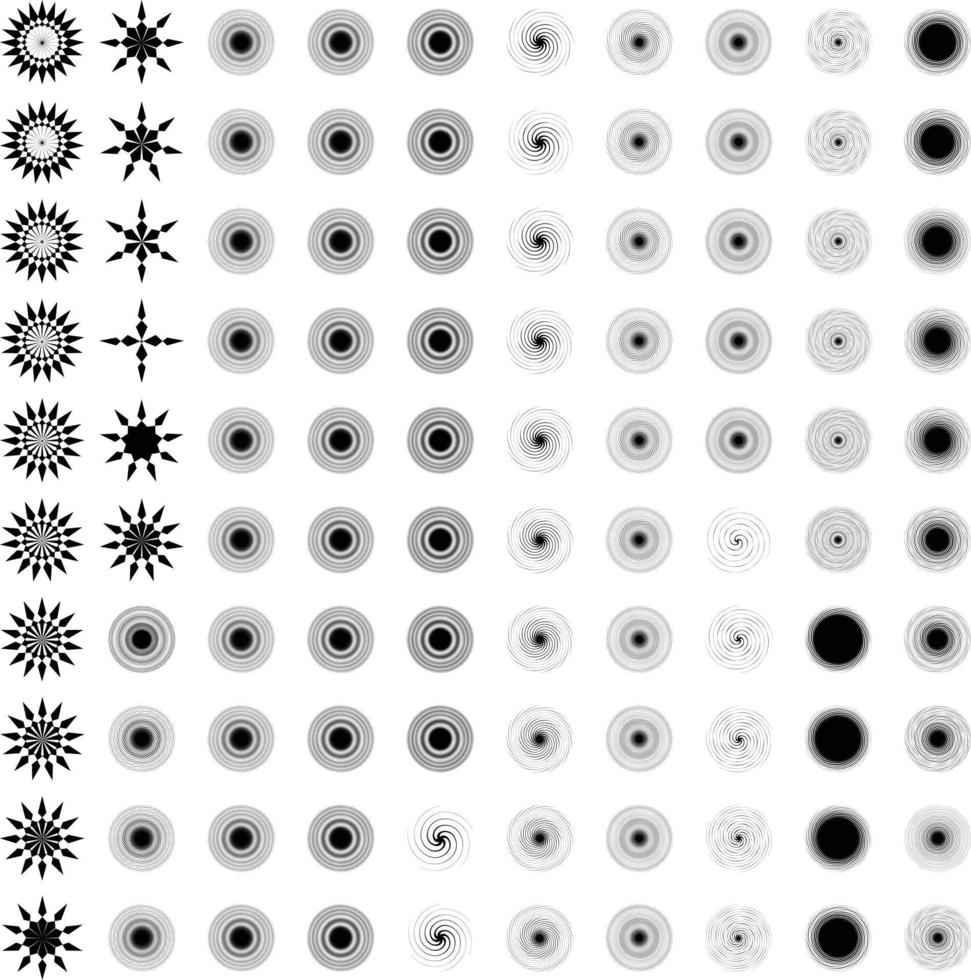 destellos forma y fuego copos forma conjunto de 50 vector