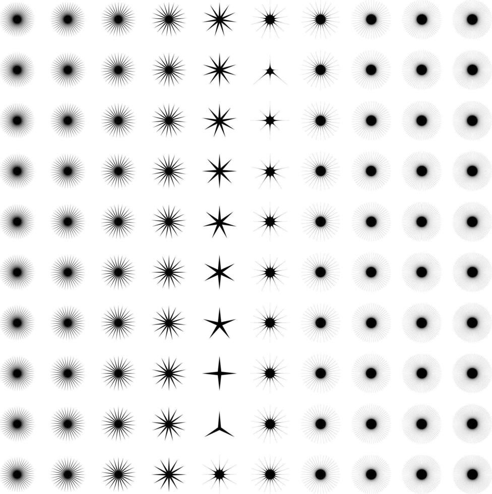 destellos forma y fuego copos forma conjunto de 50 vector