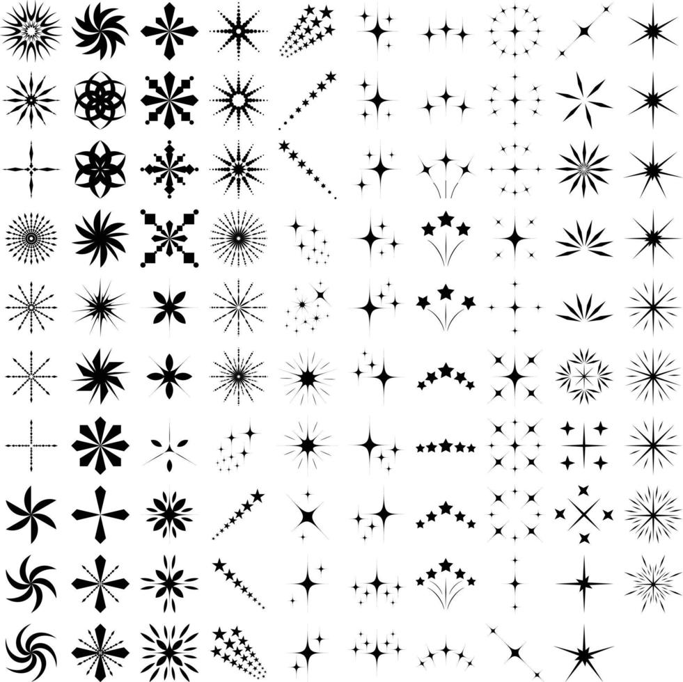sparkles shape and fire flakes shape Set of 50 vector