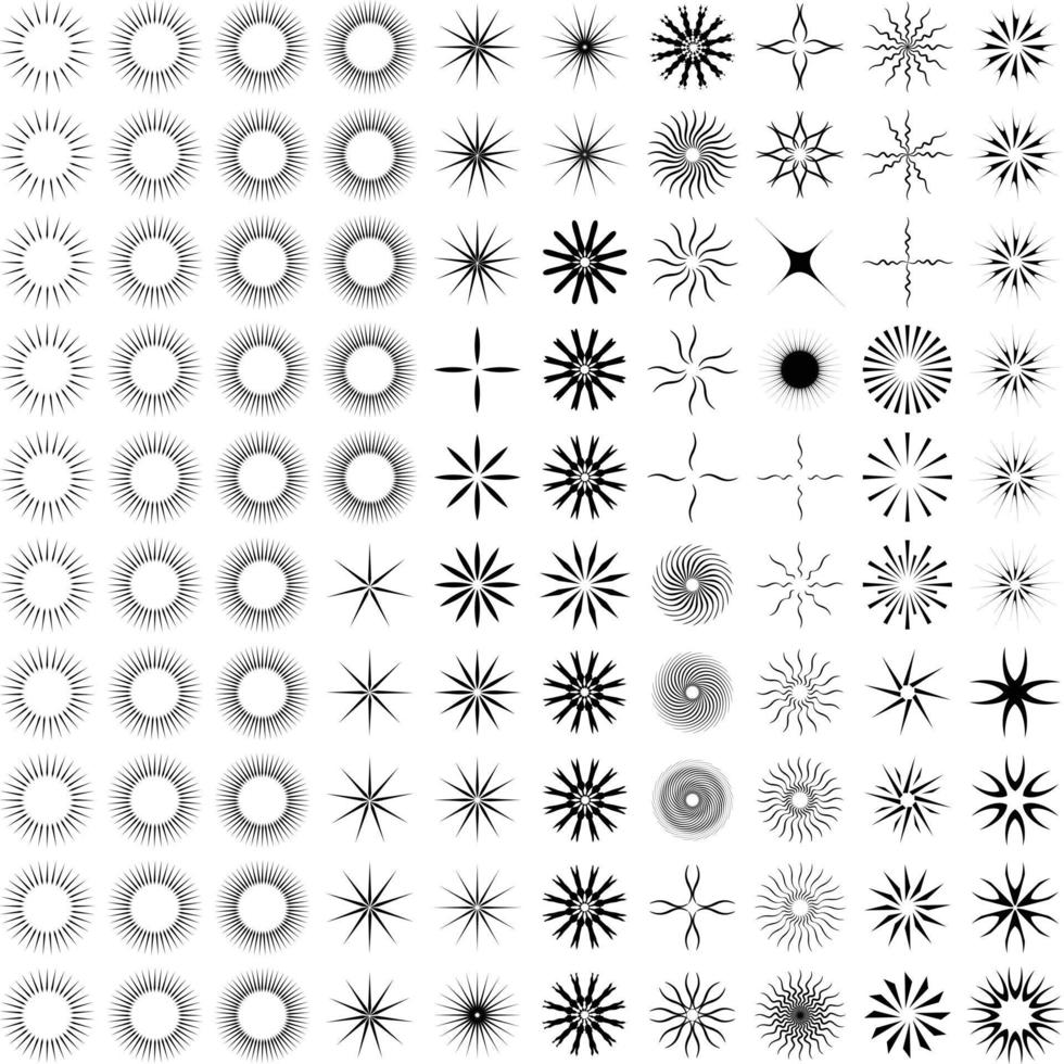 destellos forma y fuego copos forma conjunto de 50 vector