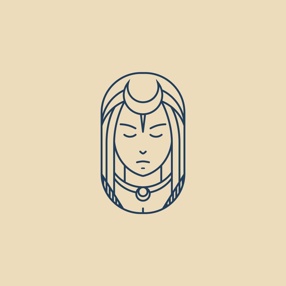 moon lady goddess logo design vector