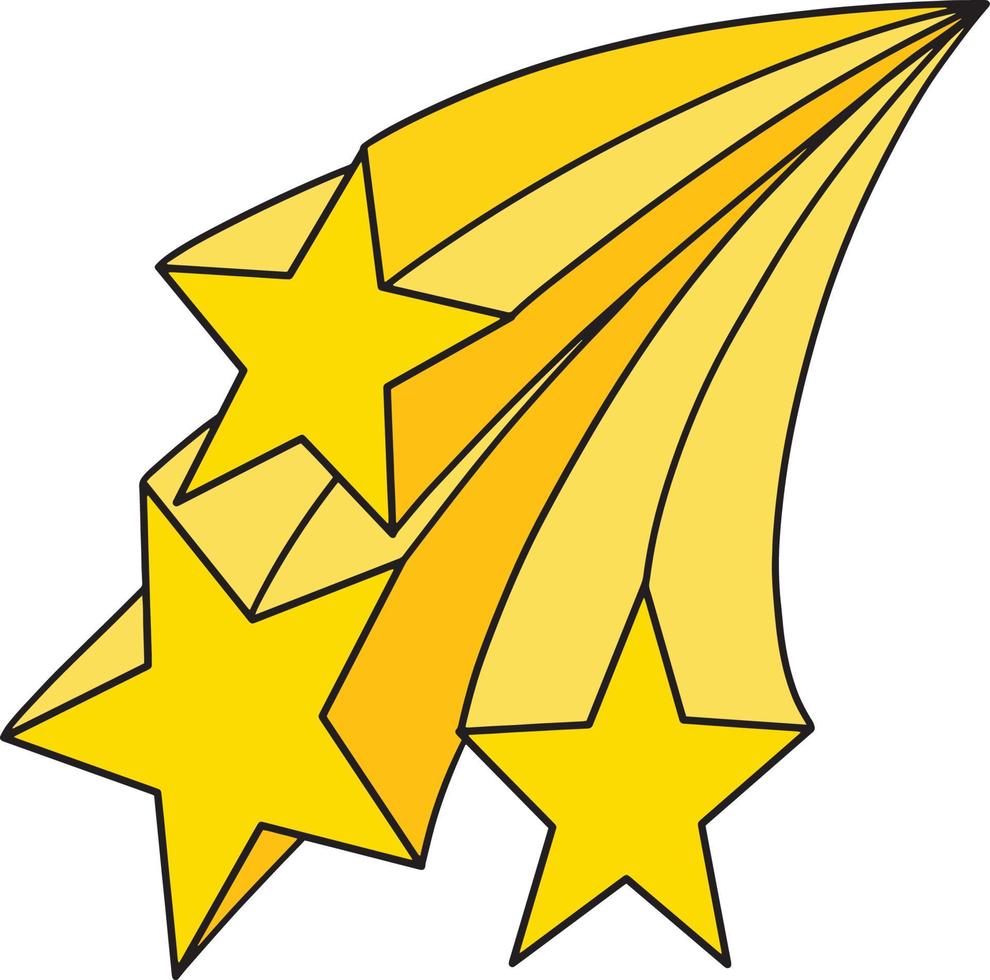 Falling Shooting Stars Cartoon Colored Clipart vector